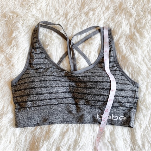 Bebe Gray Black Workout Sports Bra 1x Cup D-E - Picture 5 of 12